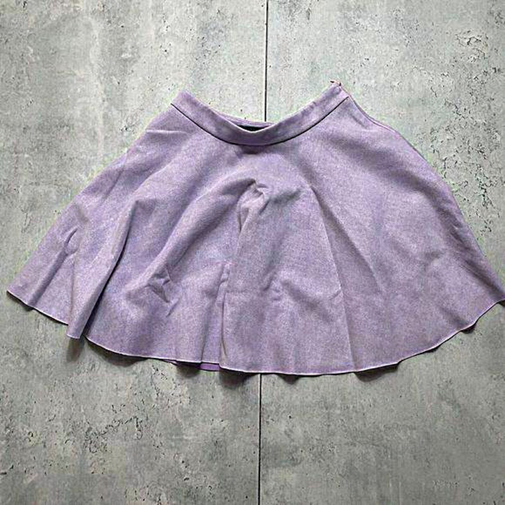 Signature 8 Purple Velvet Zip Flare‎ Mini Skirt Womens Size S Small EUC